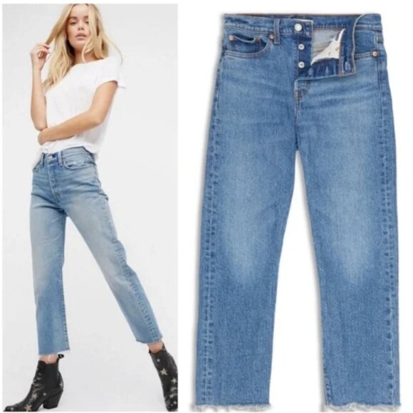 Levi's 24 Raw Hem 425 Wedgie Straight - - Picture 1 of 11